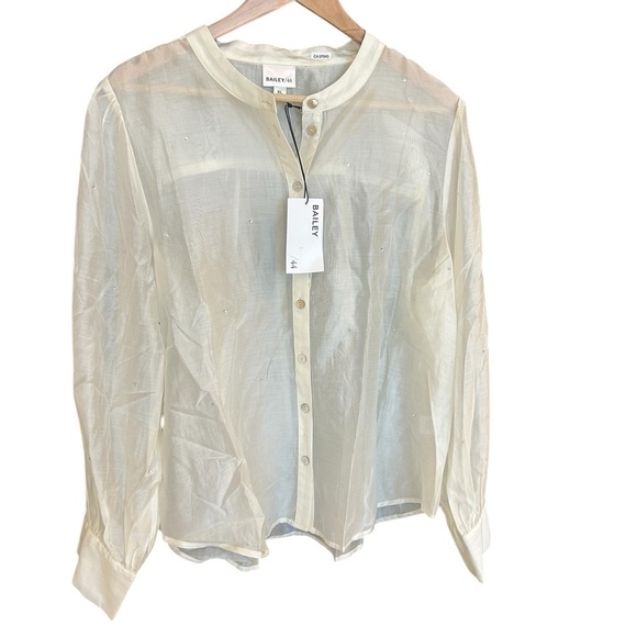 Bailey 44 (Revolve) NWT XL Sheer Blouse with Diamond tiny embellishments - Picture 1 of 13